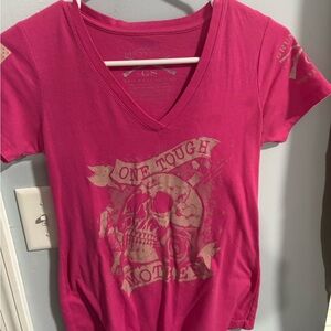 Pink Graphic V-Neck Women's Top